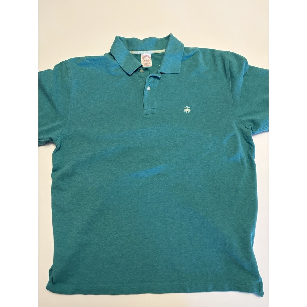 Brooks Brothers Performance Polo Men Large Teal Cotton Original Fit Logo